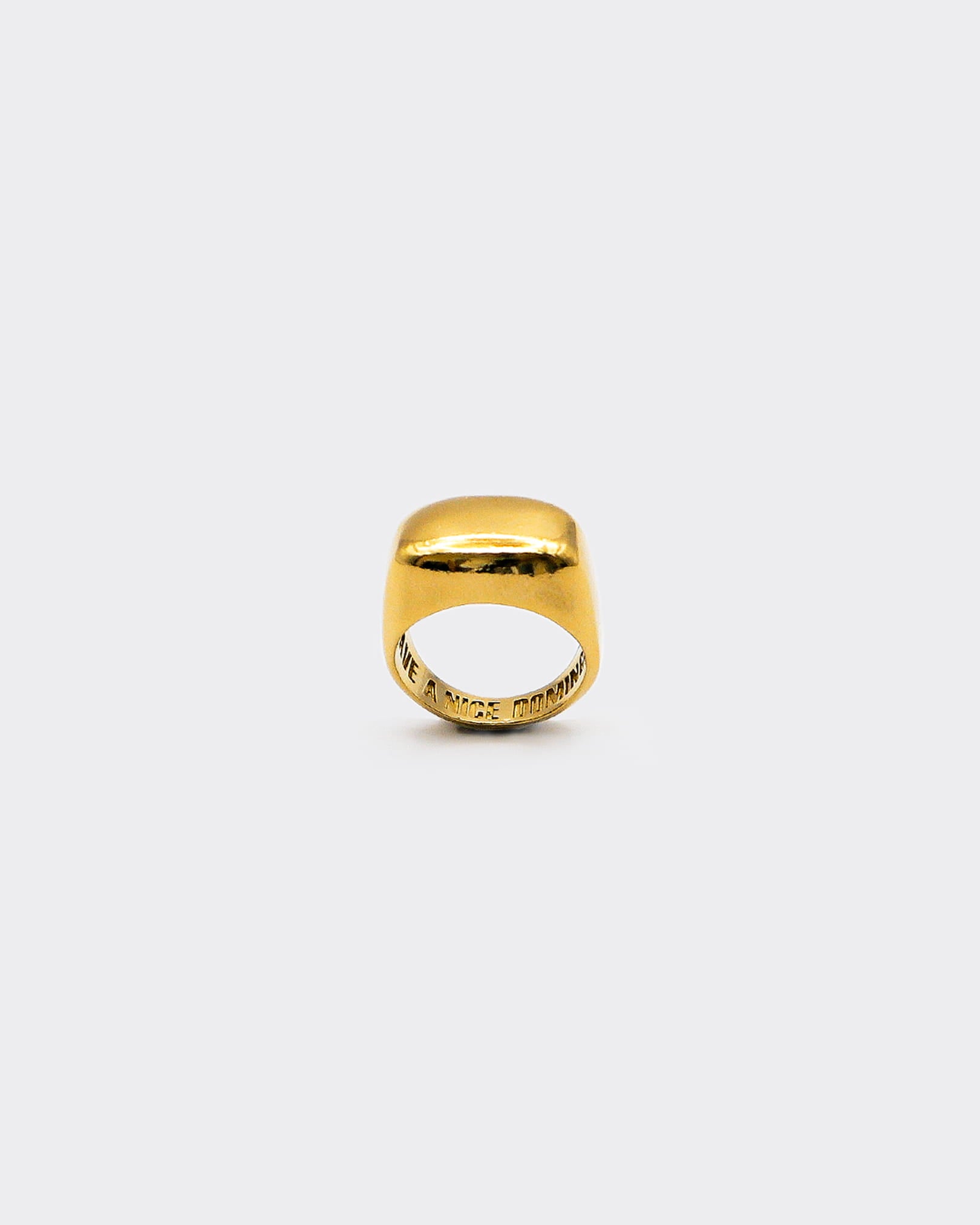 Atelier Domingo's Block gold ring is a tribute to New York block parties. This unisex ring is made in Spain. It is made of a high-quality 24 karat gold plating. All our jewelry is unisex, made for both men and women.