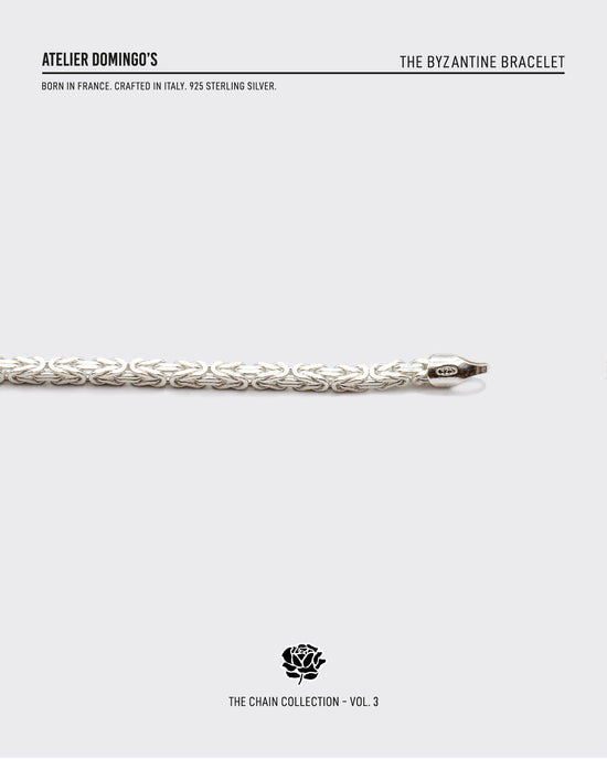 The Byzantine bracelet is made of 925 sterling silver, covered with 18K gold. The bracelet is handcrafted in Italy and made for both men and women.