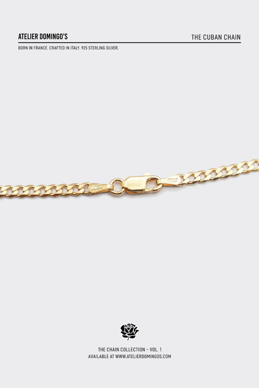 Crafted in Italy, these chains are made of Solid 925 Sterling silver and come with a high-quality 18 karat gold plating. Both bracelets and necklaces come in two different lengths to perfectly fit men and women.
