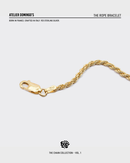 The Rope bracelet is made of 925 sterling silver, covered with 18K gold. The bracelet is handcrafted in Italy and made for both men and women.