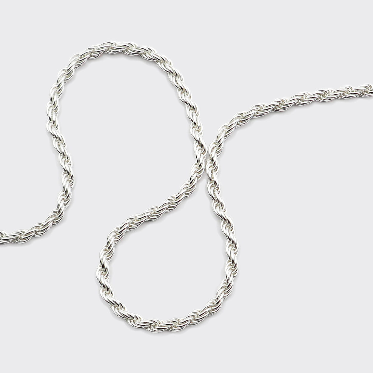 925 Sterling Silver Rope Chain Twist Necklace 2MM (20